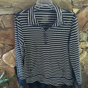LL Bean Navy & White Striped Pullover Top Size Medium Regular; Mid Thigh Length